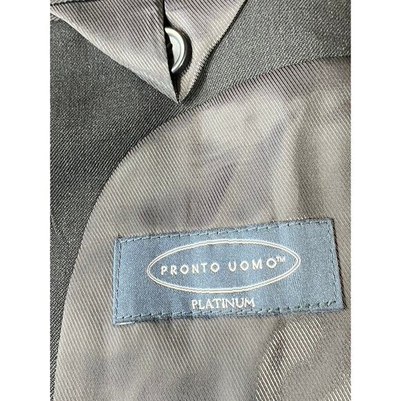 PRONTO UOMO PLATINUM Men's Solid Black Wool Modern-Fit Two-Button Blazer SZ 42R - Picture 9 of 11